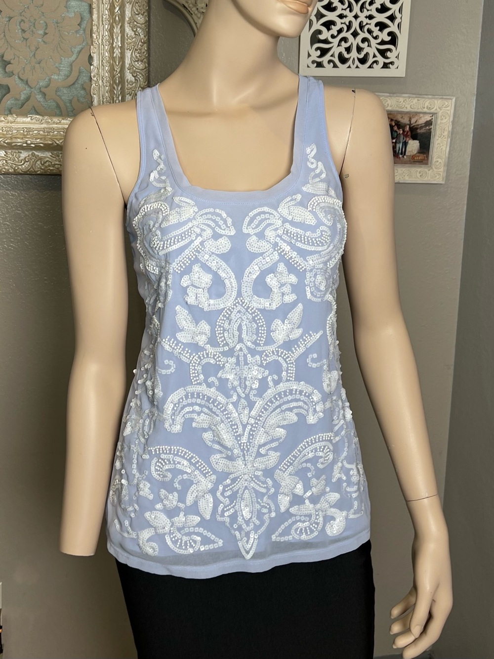 Lilac purple sequined Tank Top